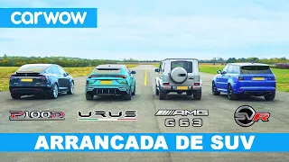 Lamborghini Urus vs Tesla Model X vs Mercedes-AMG G63 vs Range Rover Sport SVR - ARRANCADA