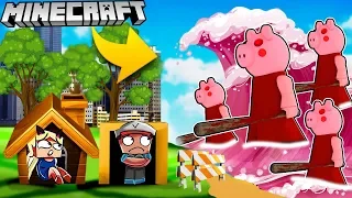 BAZA VS TSUNAMI PIGGY - MINECRAFT TSUNAMI CHALLENGE | Vito VS Bella