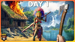 DAY 1 First Look at this STUNNING New Jungle Survival Game...