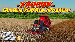 Farming simulator 2019 хлопок  сажаем,убираем,продаем (we plant,harvest,and sell cotton)
