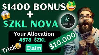 Claim $1400 Bonus + $ZKL Next $10,000 Huge Airdrop || Zklink Nova NFT Trick