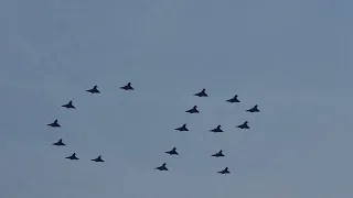 Flypast at Trooping The Colour, London 17 June 2023 and a quick glimpse of King Charles from behind!