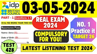 IELTS Listening Practice Test 2024 with Answers | 03.05.2024 | Test No - 428