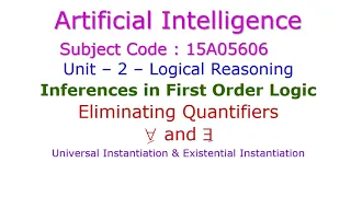 Inference in First Order Logic (FOL)-Eliminating Quantifiers-Universal & Existential Instantiation