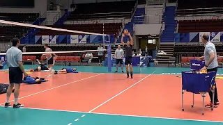 Volleyball. Training.  Setters. Russia. Igor Kobzar and Igor Kolodinsky