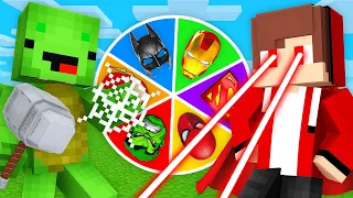 The Roulette of SUPER HERO with JJ and Mikey in Minecraft! - Maizen Challenge