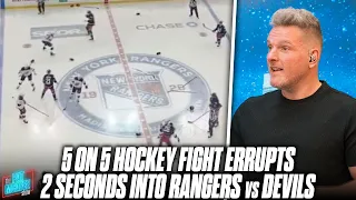 5 On 5 NHL Brawl Erupts 2 seconds Into A Game & It Was AWESOME | Pat McAfee Reacts