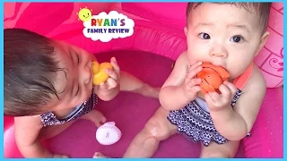 Babies and Kids Family Fun Pool Time with Rubber Ducky! Ryan's Family Review