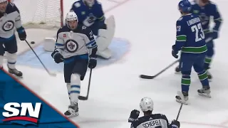 Sean Monahan Finishes Off Crisp Passing To Pot First Goal In Jets Uniform