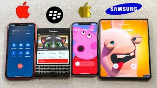 Voice Conference Call iPhone 11 + Samsung Z Fold 3 + BlackBerry + iPhone XS Incoming & Outgoing call