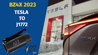 How to charge your EV on a Tesla charger with A2Z Stellar adapter - 2023 Toyota BZ4X XLE