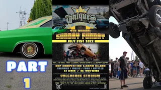UNIQUES Lowrider Show: Hydraulics Hop Competition & Driving In - Hittin' Switches (Air Bags & Juice)