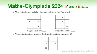 630314 🏋️‍♀️ Mathematik-Olympiade 2024 🏋️‍♀️ Klasse 3 | Aufgabe 4 | Magische Quadrate