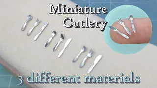 Miniature CUTLERY from SCRATCH using 3 DIFFERENT MATERIALS | NO RESIN or 3D PRINTING | Simple Design