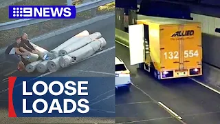 Dangerous cargo incidents caught on CCTV | 9 News Australia