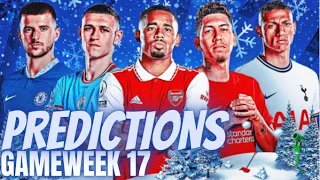 PREMIER LEAGUE GAMEWEEK 17 PREDICTIONS LIVE