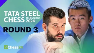 Gukesh Plays World Champ Ding! Vidit v Ian & Can Alireza Win Thrice In A Row? Tata Steel 2024 Rd 3