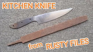 Making Kitchen Knife from Rusty Files Steel - Shaping