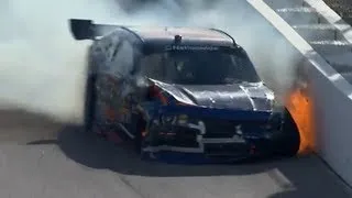 Kyle Larson catches fire at Las Vegas NASCAR race