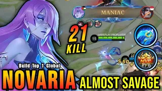 Almost SAVAGE!! New OP Build for Novaria MVP 17.0 Points!! - Build Top 1 Global Novaria ~ MLBB