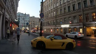 Russia, Walking in Saint-Petersburg, Rubinstein Street, White night 4K.