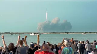 Thousands Cheering as Starship Launches!