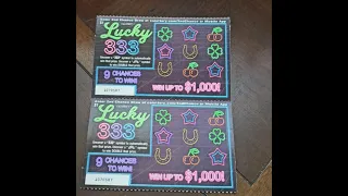 Lucky 333 California Lottery Scratchers $1 Ticket Win $1,000!