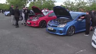 Large group of 'boy racers' appear to ignore social distancing