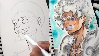 How to draw luffy gear 5 with easy steps! | One Piece