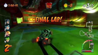 CTR Nitro Fueled epic online race on N.Gin Labs using blue fire