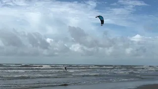 Kitesurfing in Post Hanna Winds, Galveston Island, Texas