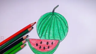 How to draw a watermelon step by step #viral#youtubevideos #drawing