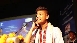 Sandeep Lamichhane showcase his singing skills