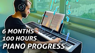 Piano Progress - 6 Months as Adult Beginner - 100 Hours of Learning (Chopin & Bach) | Bruno Morais