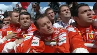 Kimi Raikkonen wins the 2007 British GP (Podium Celebration)