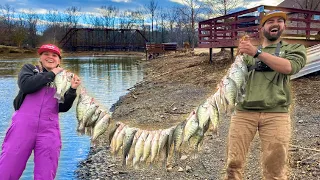 2 HOURS of SLAYING CREEK CRAPPIE in a DRAINING LAKE! -- HUNDREDS of HUGE SLABS! (Catch and Cook!)