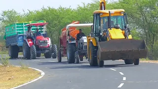 JCB 3dx Repairing Road on Canal | Mahindra Arjun NOVO 4x4 | Eicher 485 | Mahindra 275 Paddy Thresher