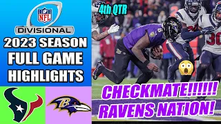 Houston Texans vs Baltimore Ravens FULL GAME 1/20/24 | AFC Divisional | NFL Playoffs Bracket