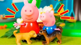 ❤ PEPPA PIG ❤ A Peppa y a George les regalan dos cachorros de perro | Peppa Pig Juguetes en Español