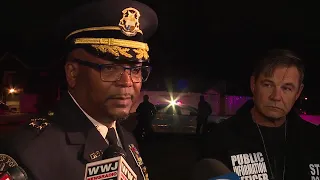 Chief James White updates the media after an office involved shooting