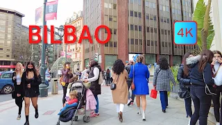 [4k]Let's walk through Bilbao city center, which is very crowded with people and shops, basque city