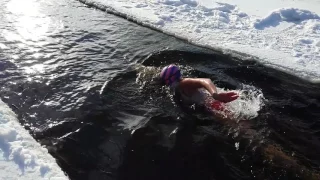 25 01 2017 заплыв в проруби Серой Н  после 2 часов на морозе в майке и шортах