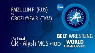 1/4 GR - Alysh MCS +100: R. OROZLYYEV (TKM) df. F. FAIZULLIN (RUS) by TF, 6-0