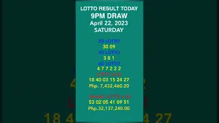 LOTTO RESULT (RECAP) 9PM DRAW APRIL 22, 2023 #shorts