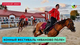 Конно-трюковое шоу с пиротехническими эффектами на фестивале "Иваново поле"