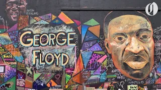 George Floyd murals painted on Apple and Louis Vuitton stores in downtown Portland