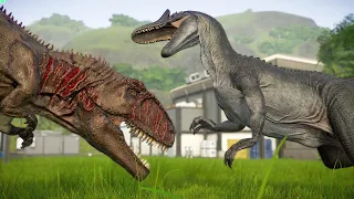 ALLOSAURUS vs. LARGE CARNIVORE & HERBIVORE DINOSAURS FIGHT - Jurassic World Evolution