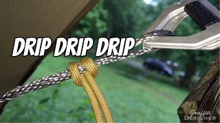 Hammock rain setup and how to stay dry: Drip Lines and Water Breaks
