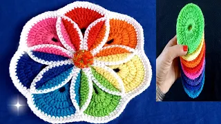 DIY how to make Tablemat Doormat क्रॉसिया फूल डिजाइन Crochet flower design in very easy method