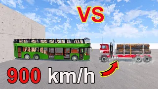 Log Truck Vs Capsule Standard LHD ( With Dummy ) 900 km/h  High Speed | Cars Crash Test ⏩ BeamNG